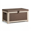 Aufbewahrungsbox 80 x 45 x 50 cm Kunststoff Braun Beige mit Deckel für Garten