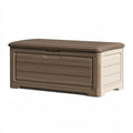 Gartentruhe 120 x 56 x 63 cm Kunststoff Braun/Beige in Holzoptik mit Klappdeckel