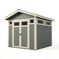 Gartenhaus 240 x 180 x 220 cm aus Kunststoff grau-beige mit Doppeltür modern