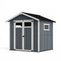 Metall Gartenhaus 200 x 150 x 190 cm Anthrazit Weiß mit Doppeltür und Fenster