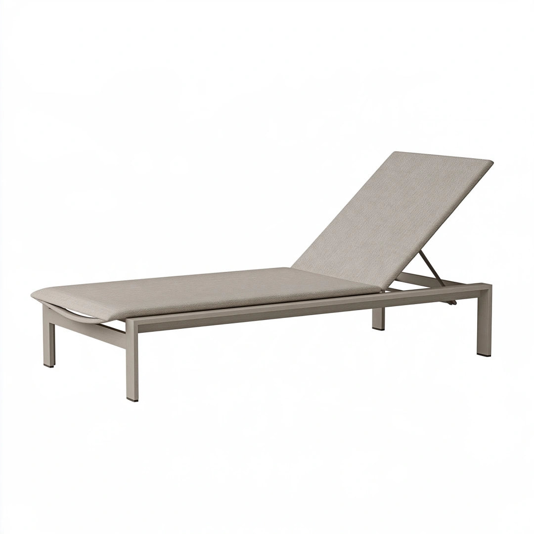 Gartenliege 200 x 70 x 90 cm aus Metall Taupe mit verstellbarer Rückenlehne