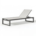 Gartenliege 200 x 70 x 35 cm mit Metallgestell in Schwarz Grau - verstellbare Sonnenliege mit Textilbespannung