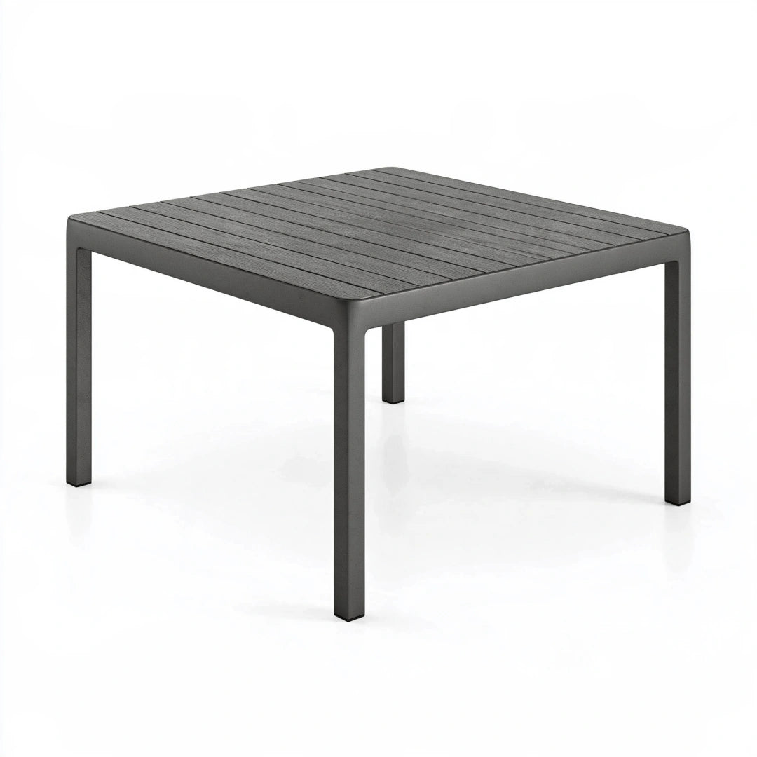 Gartentisch 90 x 90 x 75 cm Aluminium Anthrazit für Außenbereich modern mit Lattenplatte