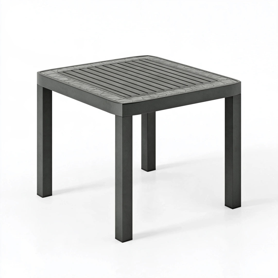 Gartentisch 90 x 90 x 75 cm Metall Anthrazit - quadratischer Lamellentisch für den Außenbereich