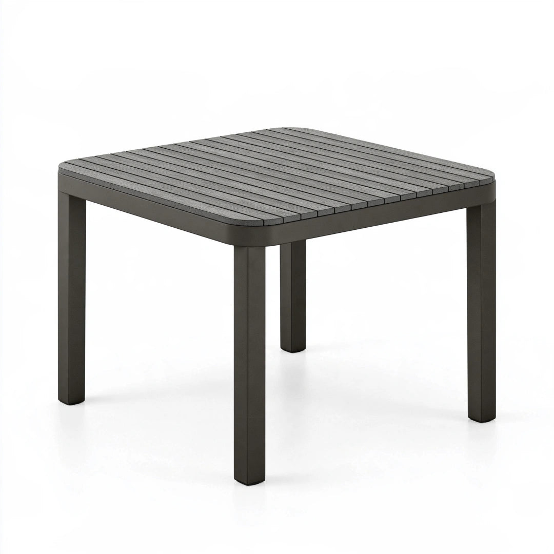 Gartentisch 90 x 90 x 75 cm Aluminium Anthrazit für Außenbereich modernes Lamellendesign