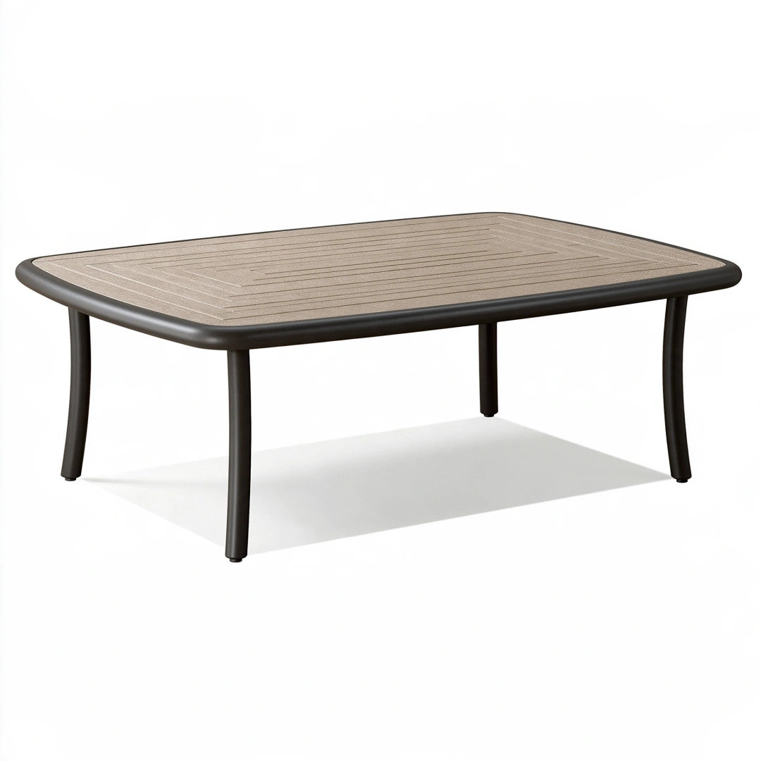 Gartentisch 120 x 70 x 45 cm Metall Kunststoff Beige/Schwarz rechteckig für Terrasse
