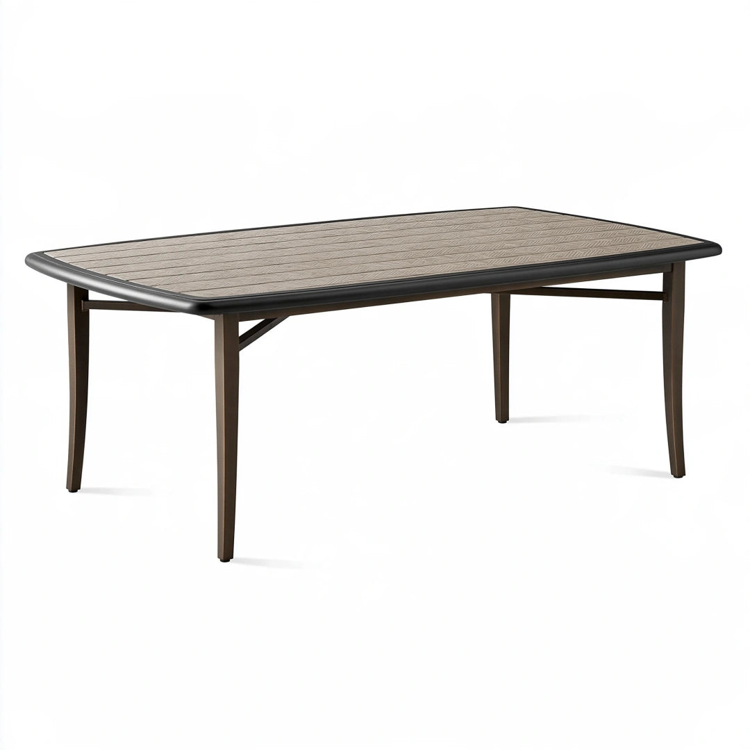 Gartentisch 180 x 100 x 75 cm Metall und Kunststoff Grau Braun rechteckig
