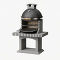 Grillkamin 110 x 75 x 190 cm Beton Stahl Schwarz mit Deckelhaube