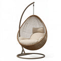 Hängesessel 105 x 105 x 195 cm Metall und Geflecht Braun Beige - freistehend