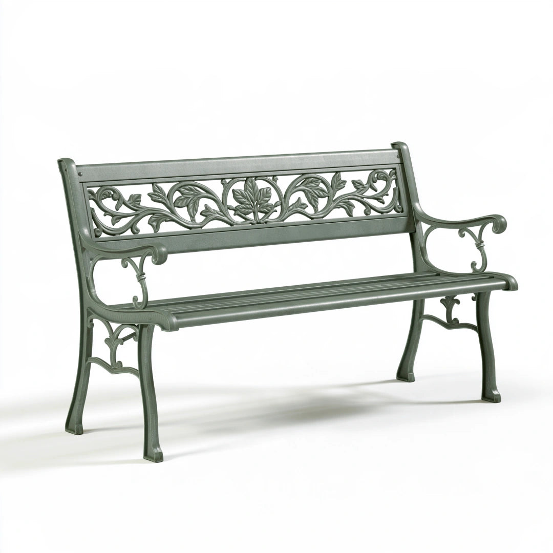 Gartenbank 127 x 60 x 89 cm Metall Grün für Außenbereich im klassischen Stil