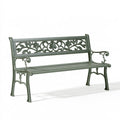 Gartenbank 150 x 60 x 85 cm Metall Grün mit floralem Dekor