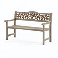 Gartenbank 122 cm Kunststoff Holzoptik Taupe für Außenbereich mit Blattrelief
