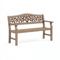 Gartenbank 120 x 60 x 90 cm Holz Naturbraun mit Blätterdekor