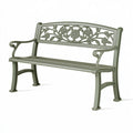Gartenbank 122 cm Aluminiumguss Grün mit Blumenornamenten